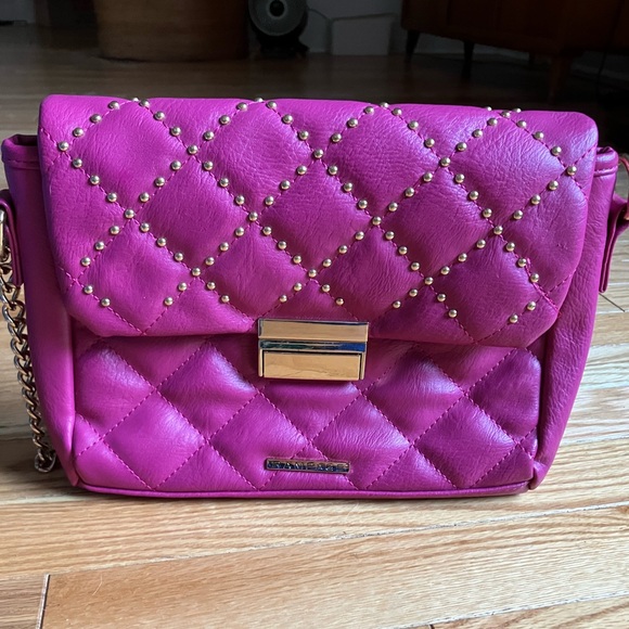 Vintage 2000s Rampage Pink Quilted Studded Crossbody Shoulder Bag - Picture 1 of 15